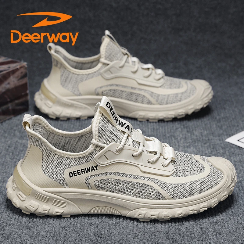 德尔惠夏季透气男鞋新款飞织网面百搭休闲潮鞋轻便运动防滑跑步鞋