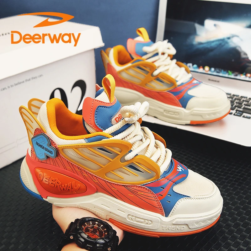 Deerway/德尔惠男鞋夏季新款潮流百搭休闲运动鞋青少年厚底老爹鞋