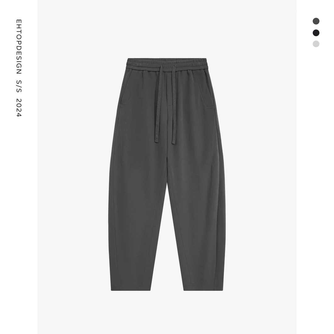 杭曼秋冬上新百搭休闲卫裤男女同款潮流阔腿垂感运动长裤【10978】