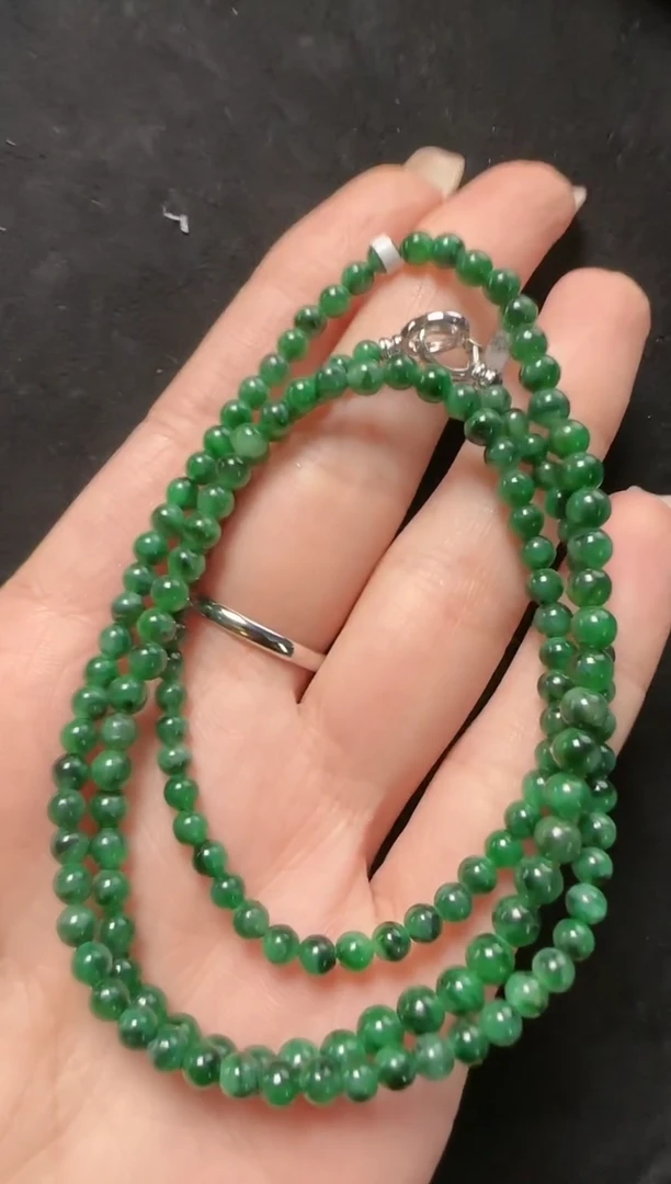 【闪购商品】翡翠颈饰18K金镶嵌0-1706玉珠一串