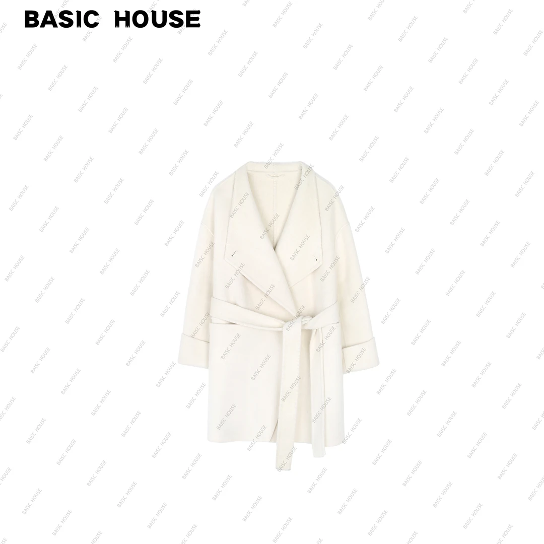 Basic House/百家好【1957】24年秋冬新时尚显瘦中长款双面呢大衣女