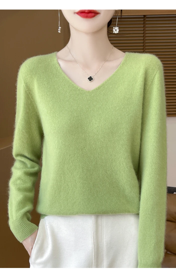 小V领毛针织衫女装通勤百搭休闲一线成衣V领羊毛衫