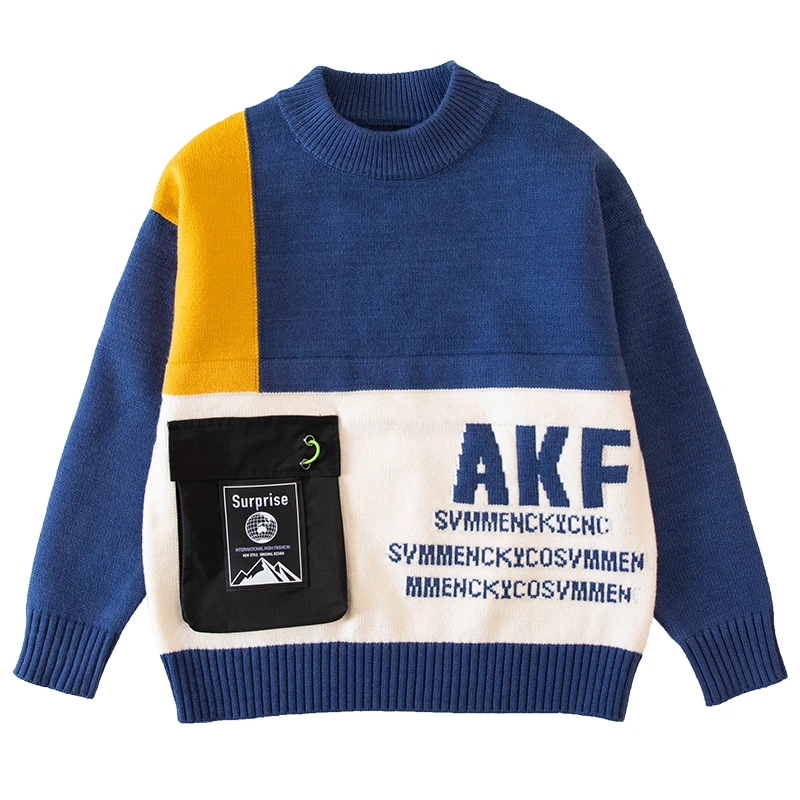 C1381儿童装男童毛衣新款儿童冬季圆领针织