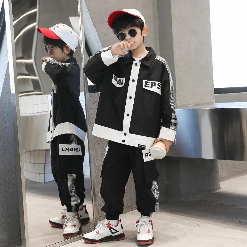 儿童装男童网红套装新款中大童春秋季时髦炸街潮A3040