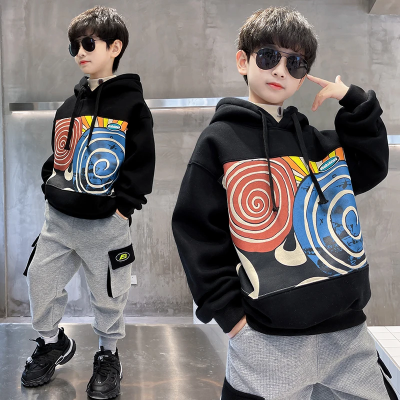 C1129儿童装男童秋装卫衣新款中大童男孩秋冬季加厚网红上衣