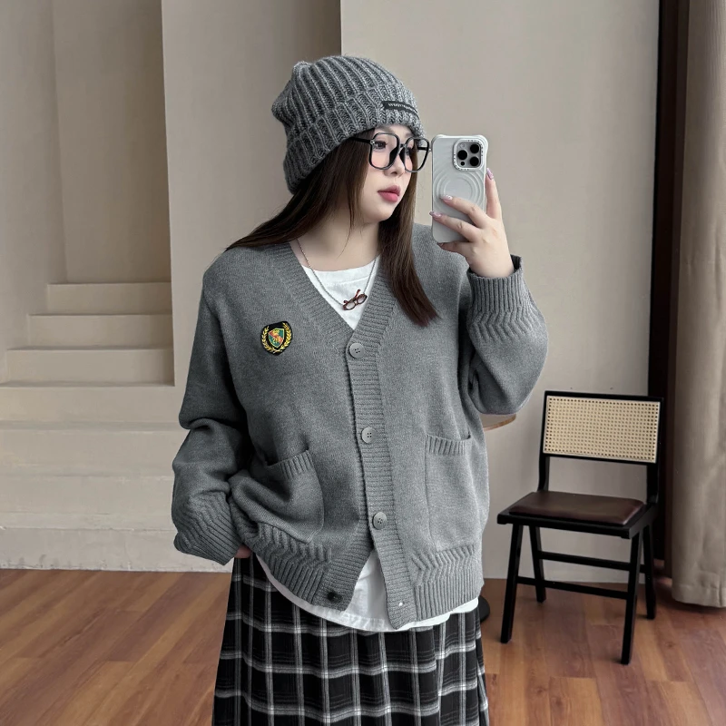 CC6125大码女装【学院风套裙】复古针织开衫格子半身裙胖mm显瘦套装