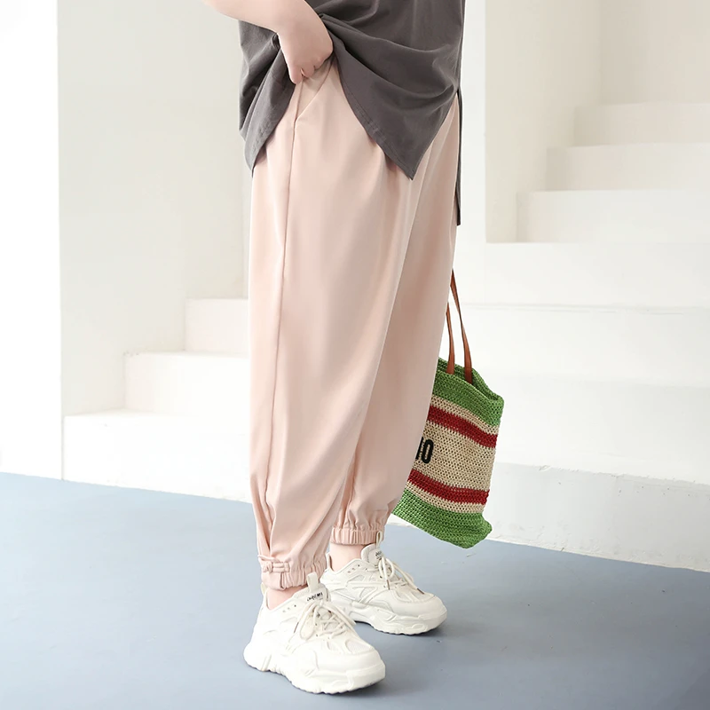 CX5397【清凉凉垂感】新中式盘扣脚口女大码夏季清凉垂顺休闲束脚裤