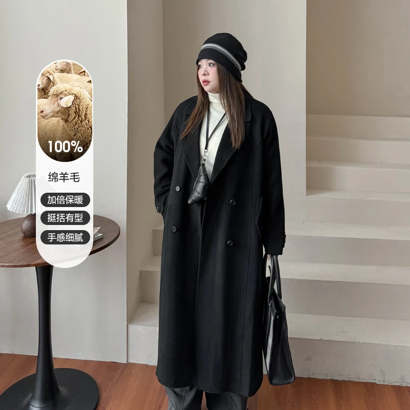 CD6009大码女装【羊毛呢外套】秋冬2024气质宽松保暖双面呢大衣
