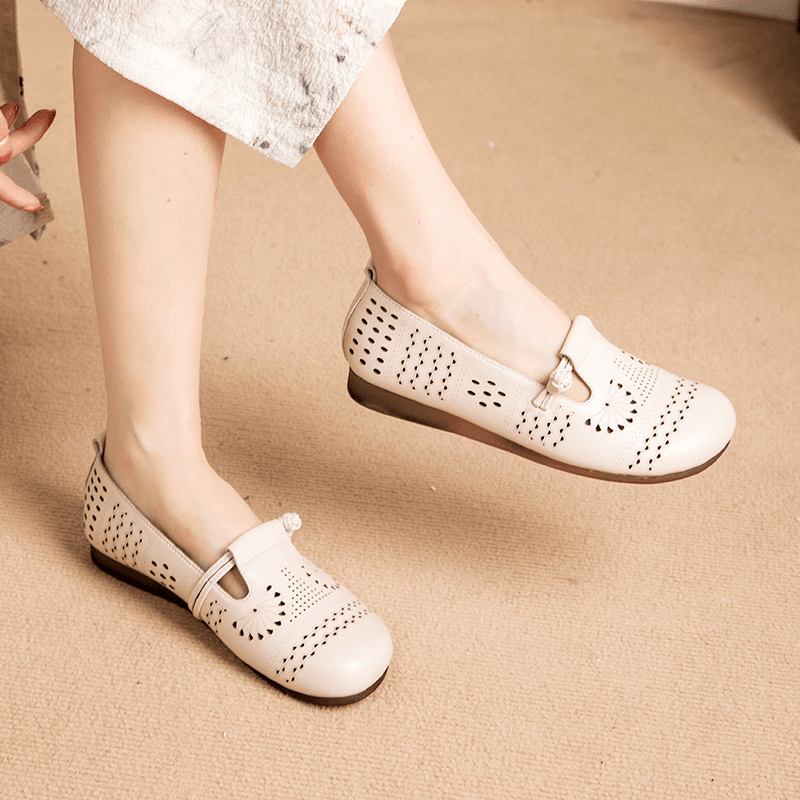 3311-1上班不累脚女鞋新款真皮舒适防滑平底浅口圆头软底新中式