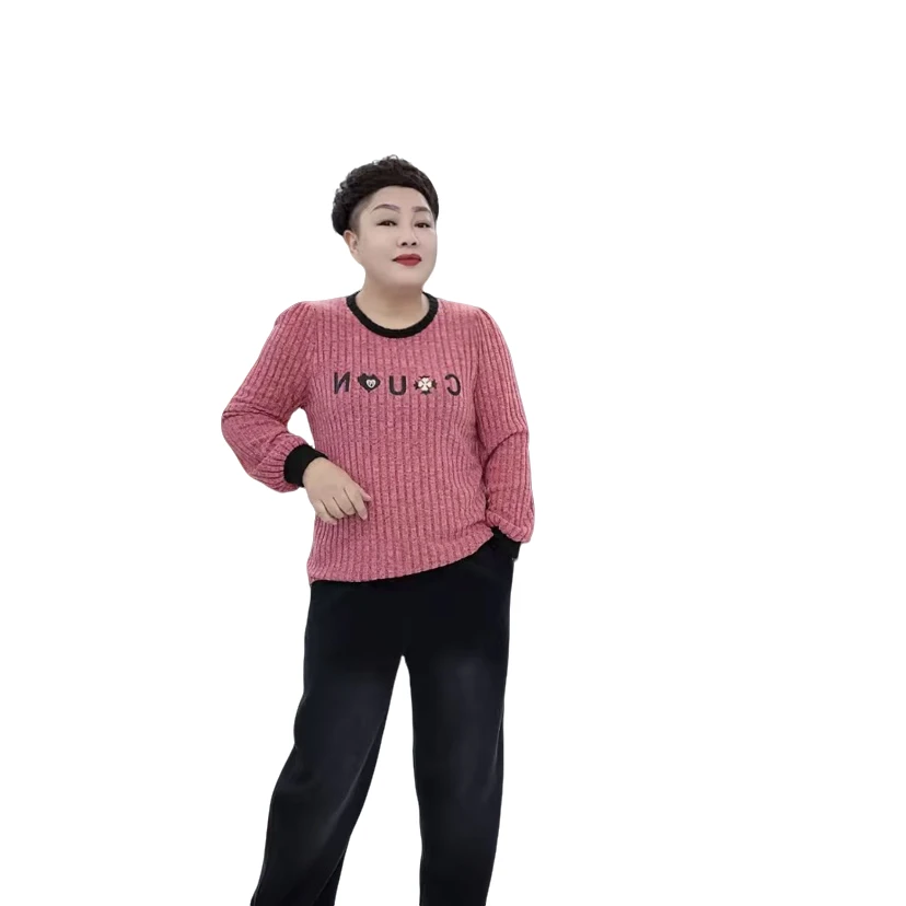 SF9320大码百搭字母撞色拼接长袖T恤