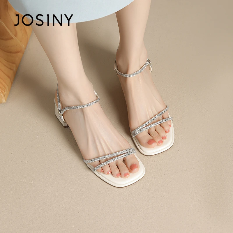 卓诗尼水钻凉鞋女款2024新款夏季外穿仙女风配裙子气质女士高跟鞋