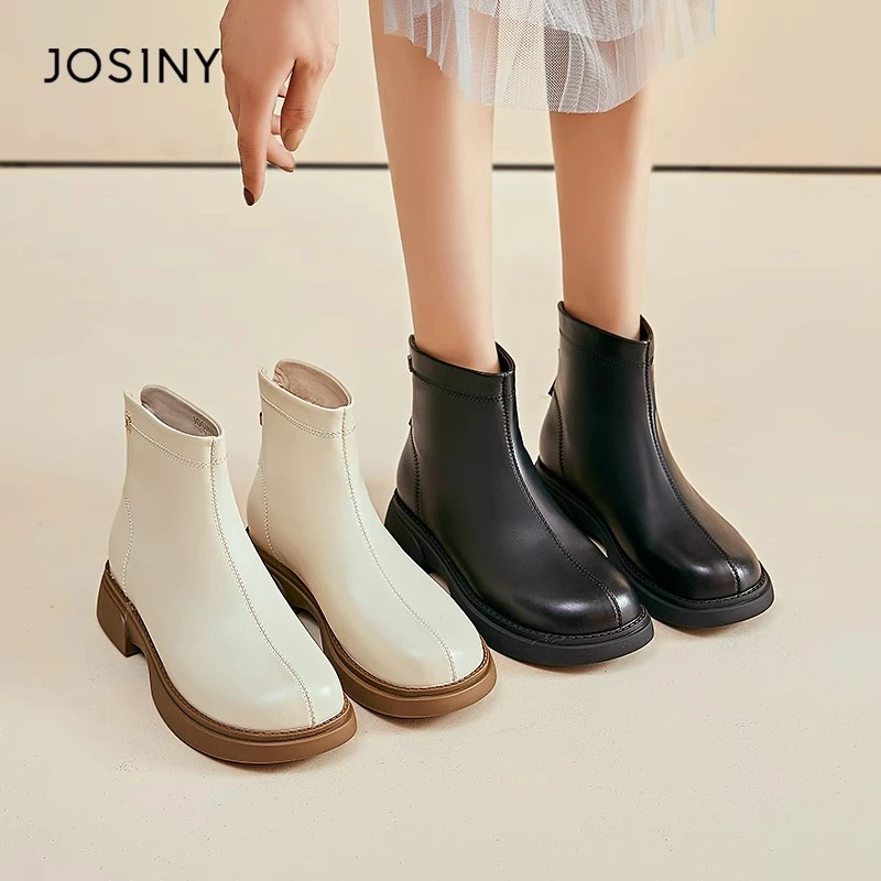 卓诗尼靴子女短靴2024新款秋冬季网红爆款马丁靴女厚底百搭小短靴