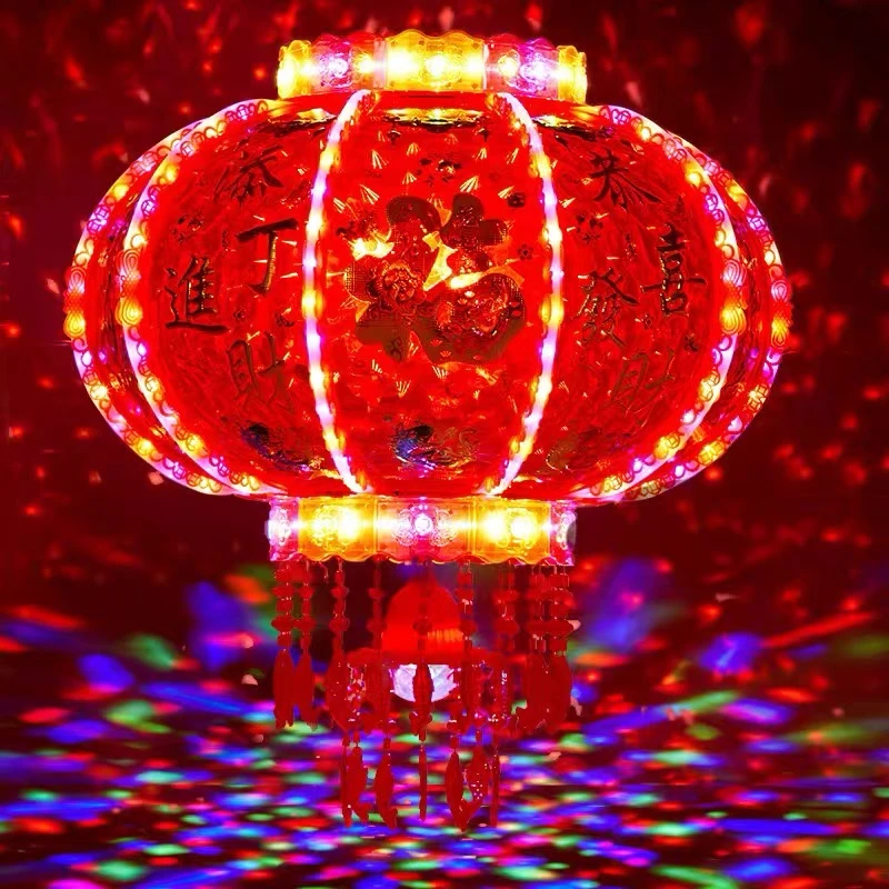 一对】新款灯笼旋转走马灯阳台七彩灯大门婚庆新年春节led灯笼宫灯