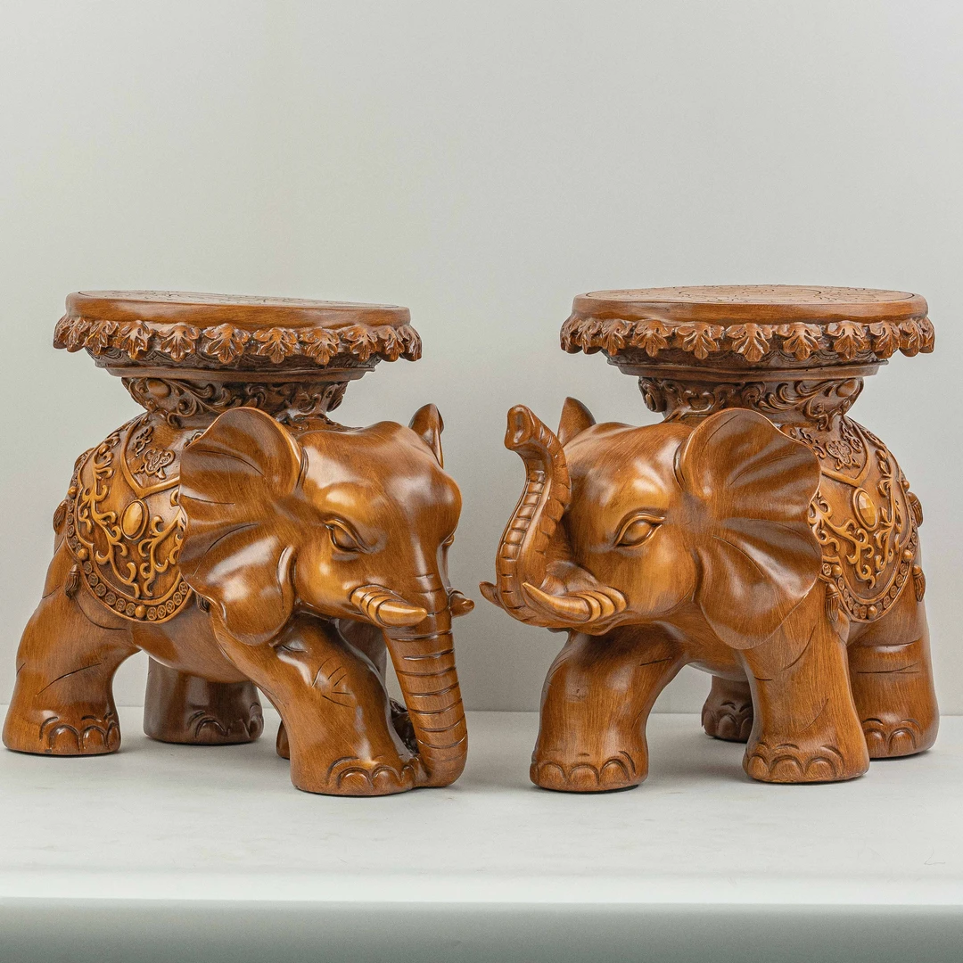 YF招财纳福大象凳子摆件中式凳子（长42高32CM）摆件