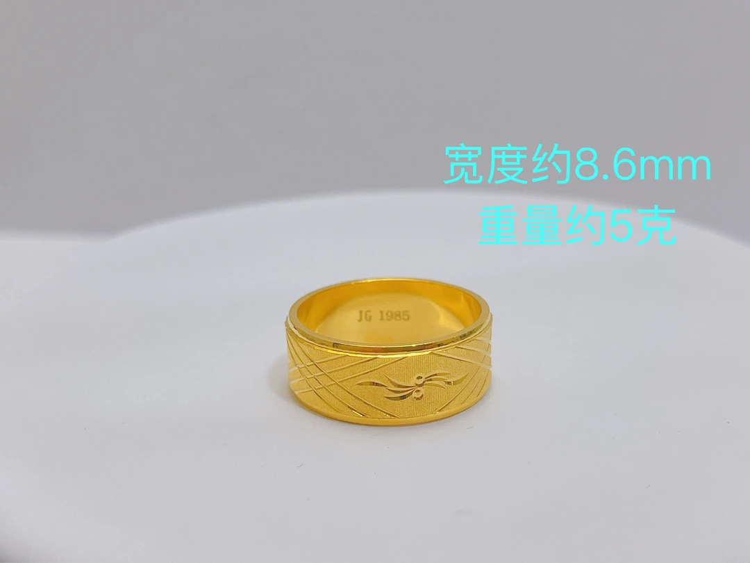 合金戒指 雕花条纹男款板戒金鱼花幸福花首饰情侣高端礼物爱情