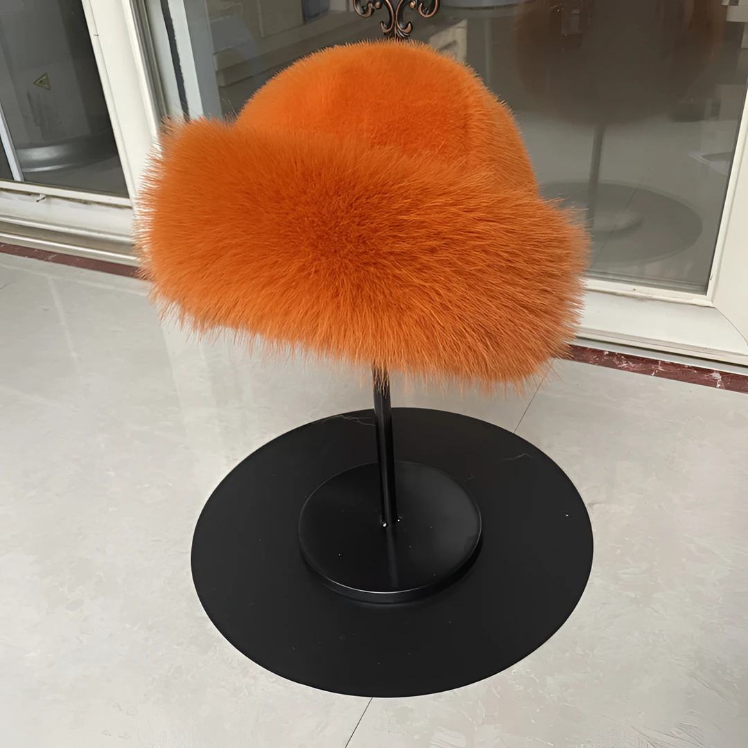 冬季新款圆顶毛绒帽秋冬时尚渔夫帽防寒加厚帽子仿皮蒙古保暖护耳