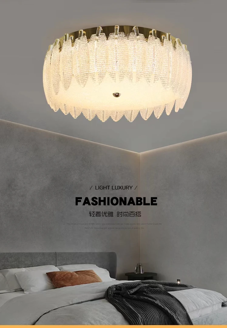 （金丽阳光)轻奢创意个性圆形主卧室后现代简约房间大气水晶吊灯