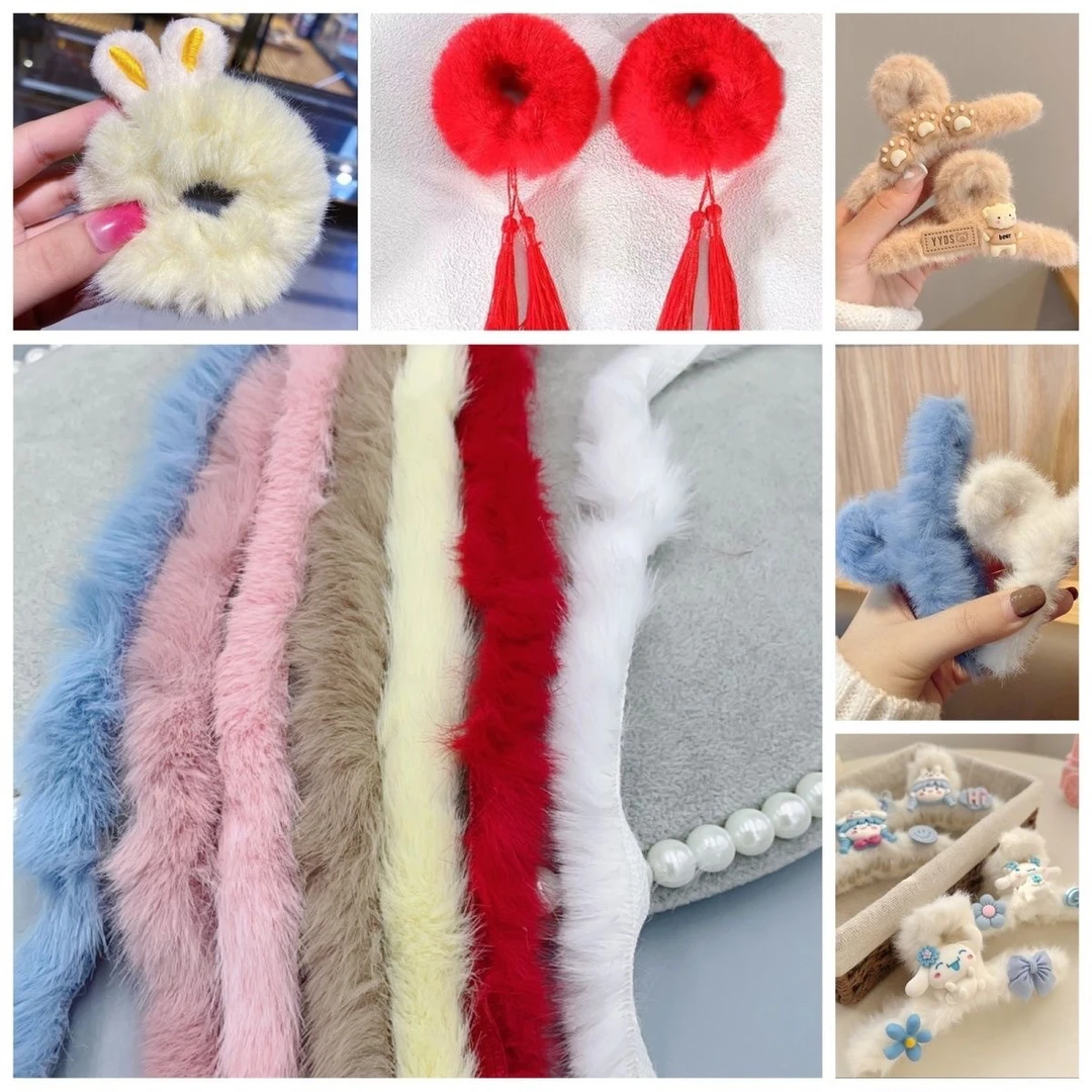 1cm仿水貂绒毛条diy手工自制毛绒发夹发圈抓夹头饰材料配件仿毛条