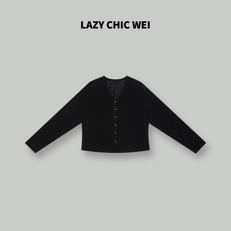 LAZY CHIC WEI 马儿大V领开衫打底 时尚百搭简约开衫 24SSW209
