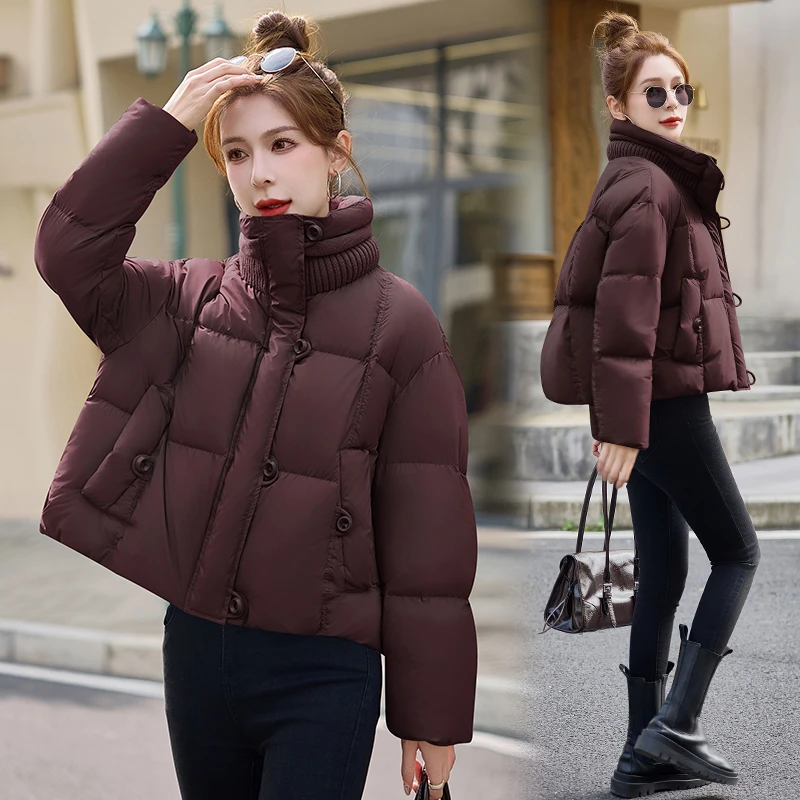 羽绒服女小个子2024冬季新款爆款时尚洋气气质白鸭绒短款立领外套