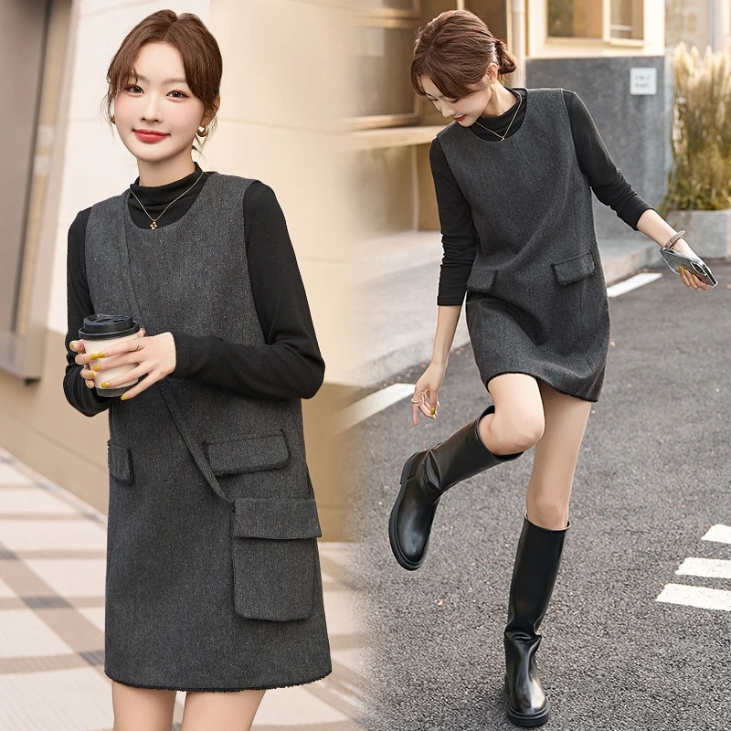 小香风名媛气质背心裙两件套2024秋冬新款小个子休闲羊毛呢套装裙