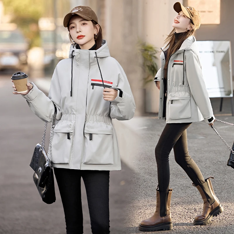 短款工装羽绒服冲锋衣2024冬季新款收腰显瘦超好看白鸭绒休闲外套
