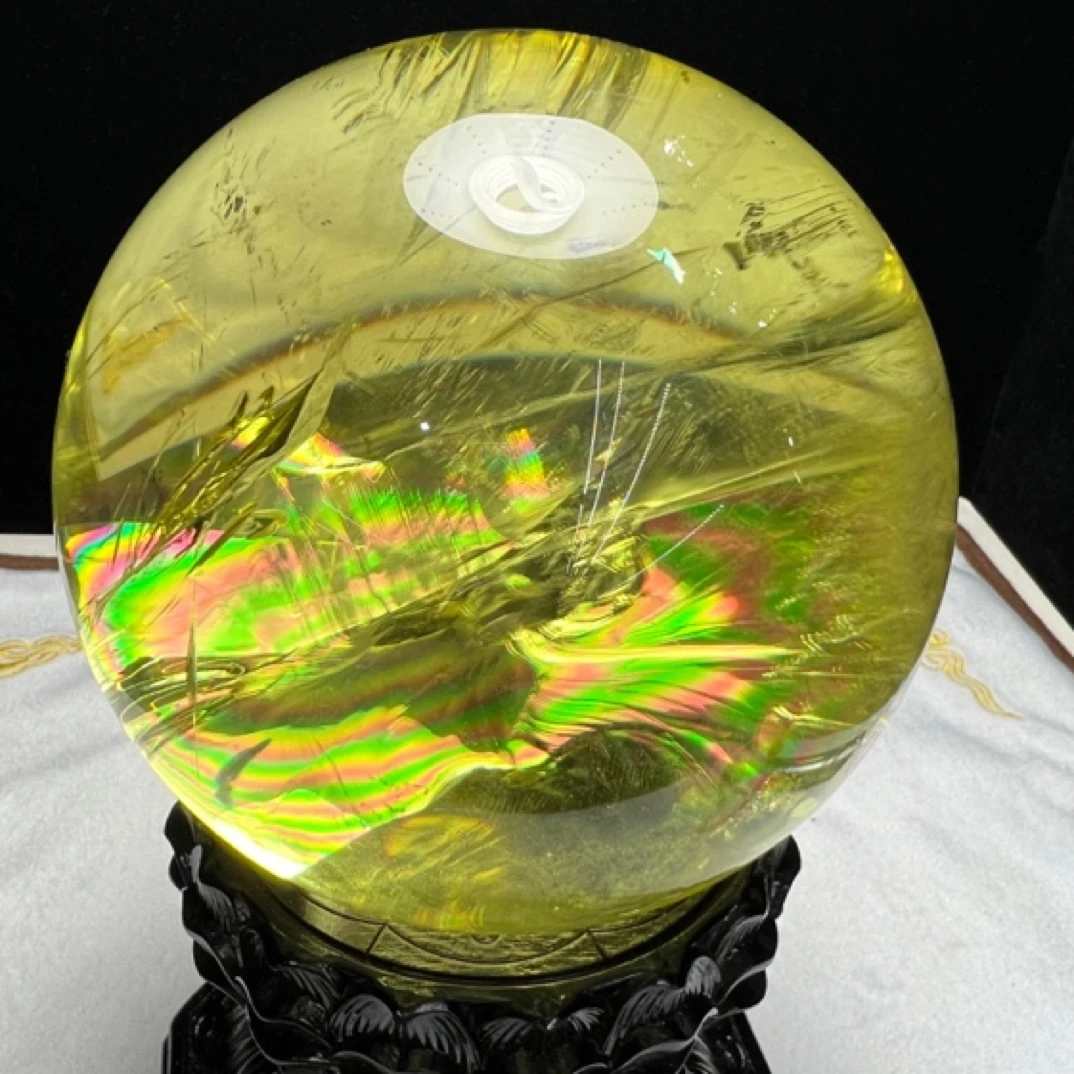 天然黄水晶球摆件