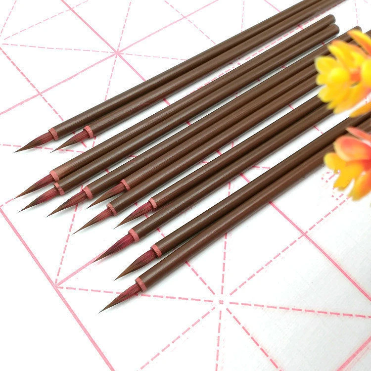 小红毛毛笔纯狼尾小楷工笔国画鼠须狼毫勾线笔学生用美术白描水彩