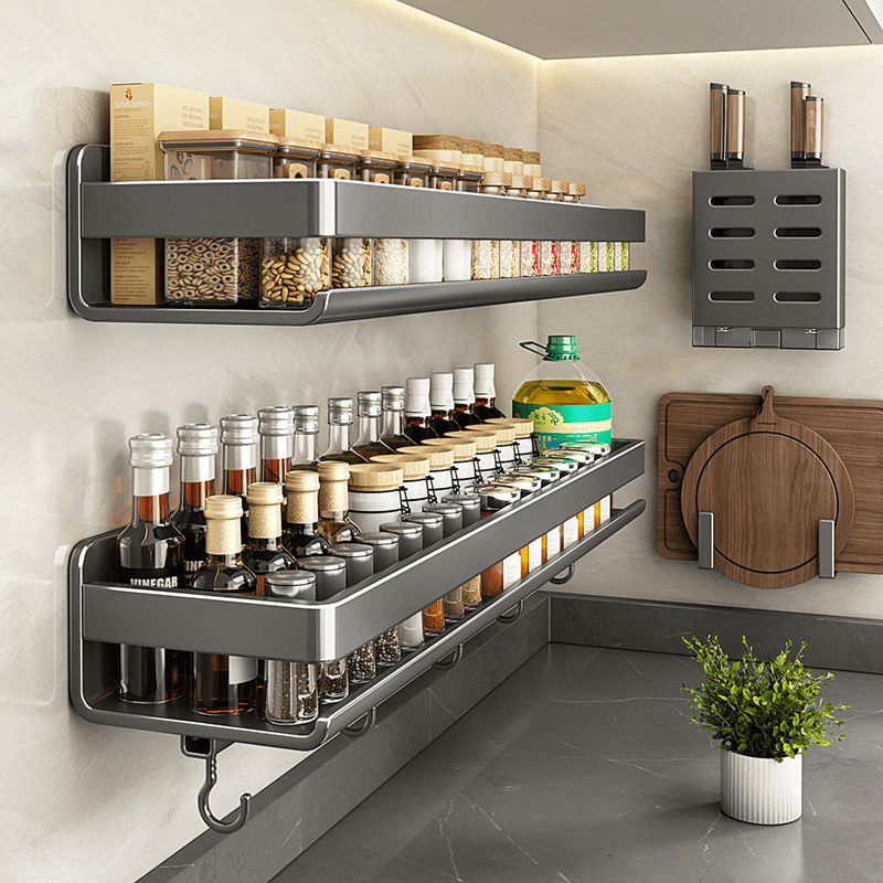 厨房加高透气耐用调料架免打孔壁挂式墙上不锈钢便捷收纳SKC1033