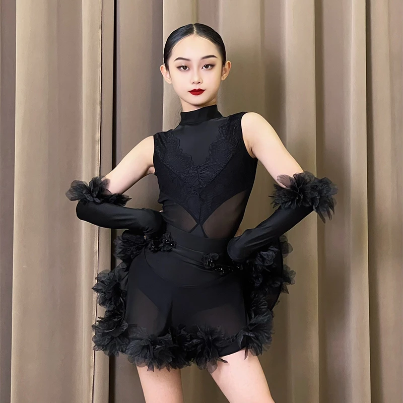 青禾2025新款拉丁舞服女童高级网红练功服儿童高级感表演演出套装