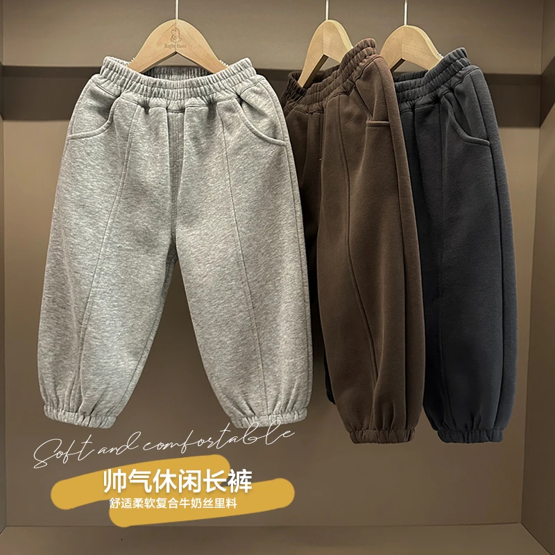 【舒适牛奶丝】右欧男童春季裤子儿童装宝宝小童宽松卫裤洋气U14245