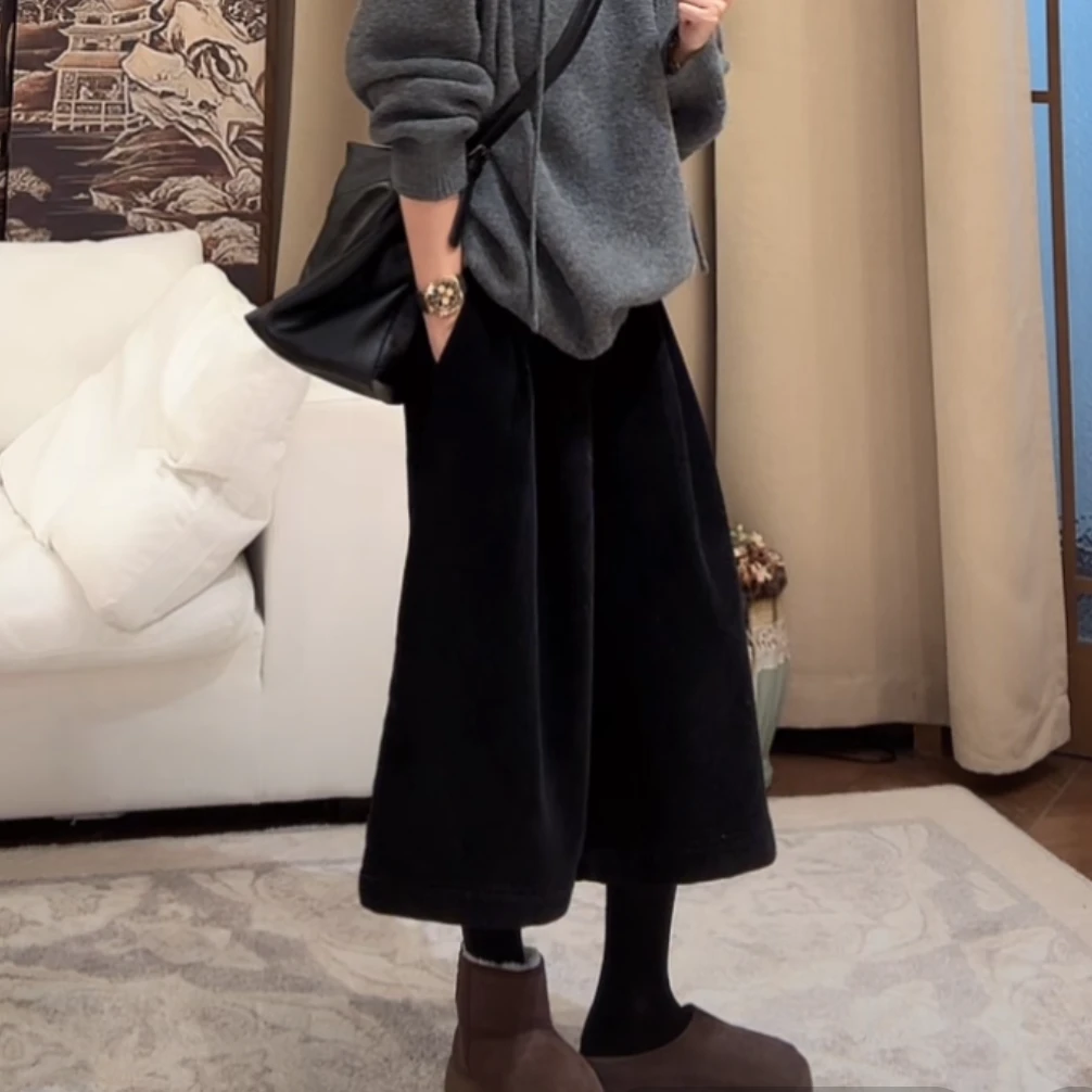 ZUOXIAOQI道士加绒七分阔腿裤（裤长70）