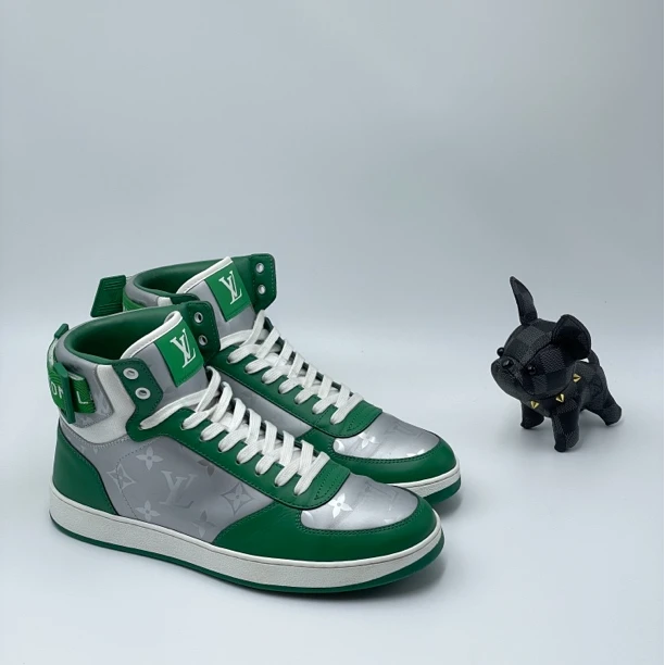 Louis Vuitton 路易威登灰绿色老花满印拼接时尚高帮鞋 40码 97新