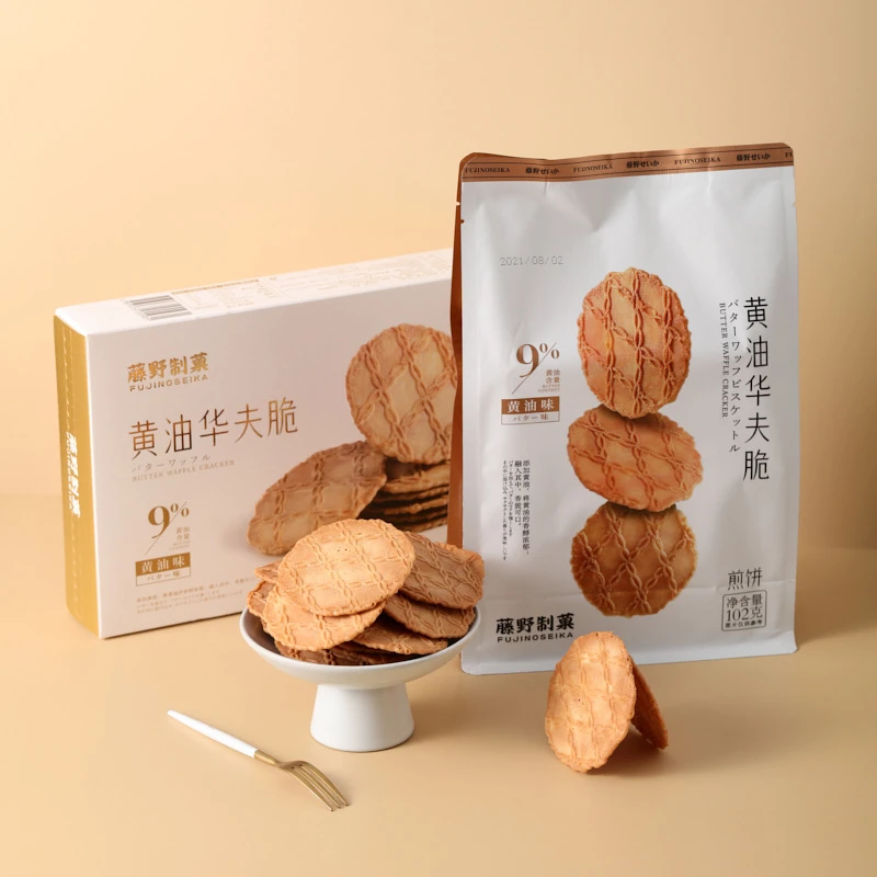 藤野制菓黄油可可华夫脆网红煎饼酥薄脆饼干办公室下午茶休闲零食