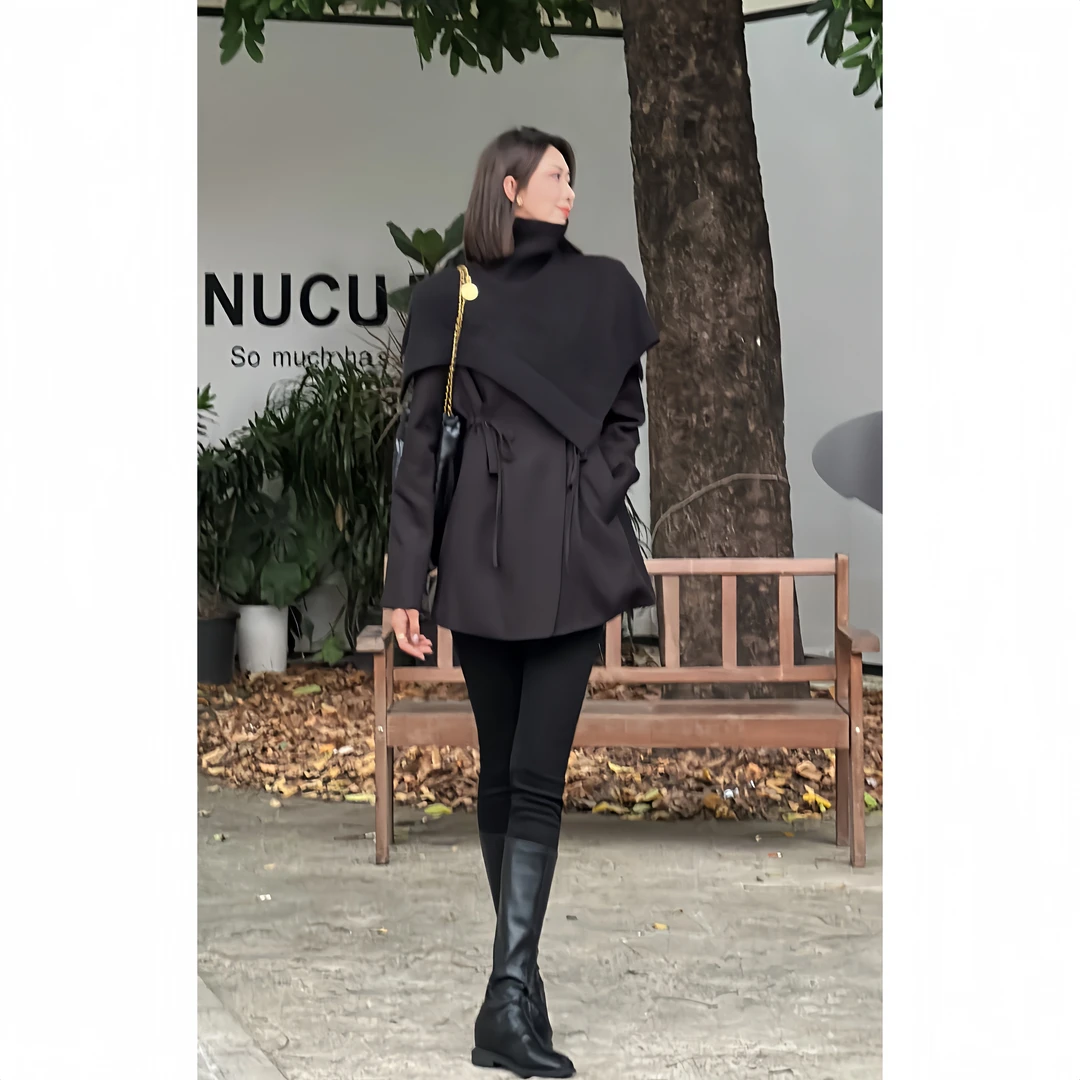 裁剪美学 高个子加长时尚夹克加棉外套收腰冬季新款593