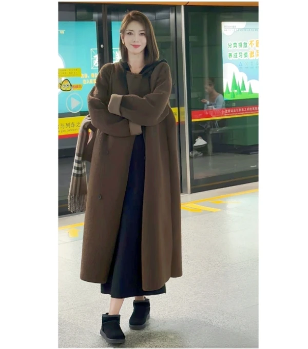 卢森堡羊 达人专属羔绒外套高个子大衣2023冬季新款时尚韩版9809