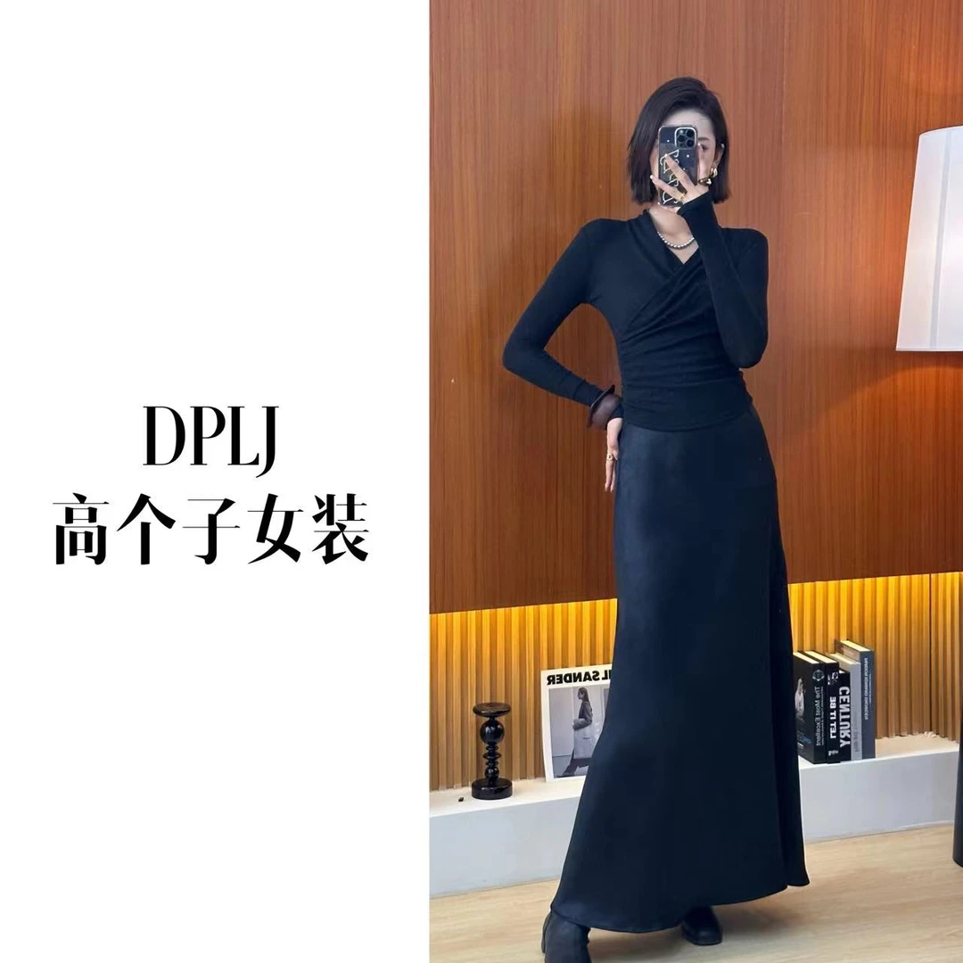 轻寻觅秋 高个子加长半身裙松紧腰拖地长裙24年秋季新款6001