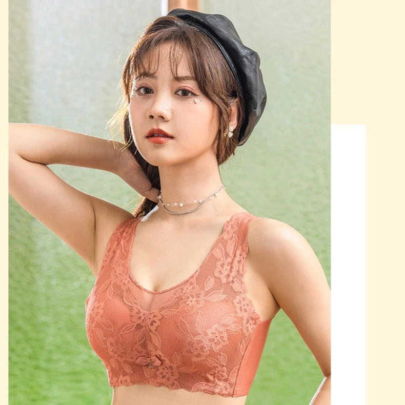 薄款背心式宽肩带C杯胸罩收副乳大码文胸侧边高弹不勒紧内衣女