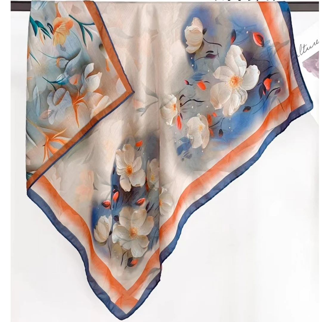 Y046 立体花卉 羊绒围巾90*90 百搭围巾丝巾披肩通用