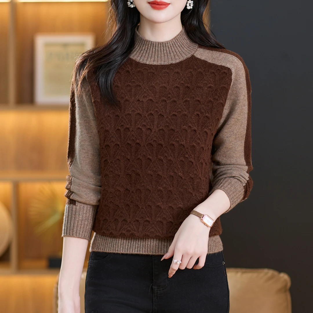 2024秋冬女装爆款时尚百搭保暖内搭精致上衣半高领打底长袖针织衫