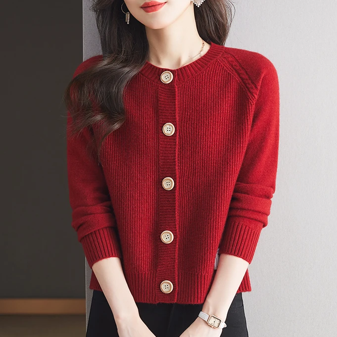 【绵羊毛】爆款2024秋款女装百搭宽松开衫薄款小外搭上衣长袖针织衫