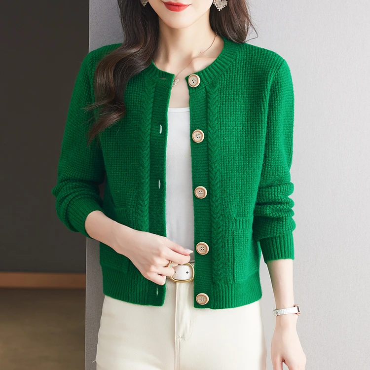 【绵羊毛】爆款2024秋款女装百搭宽松开衫薄款小外搭上衣长袖针织衫