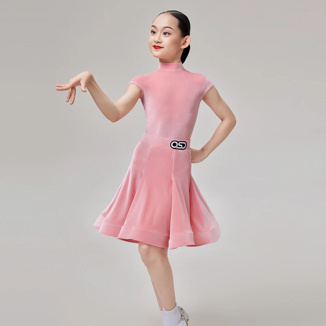 OSD赛事2024时尚女童后V高领包肩短袖标准比赛服儿童 OC24L4008