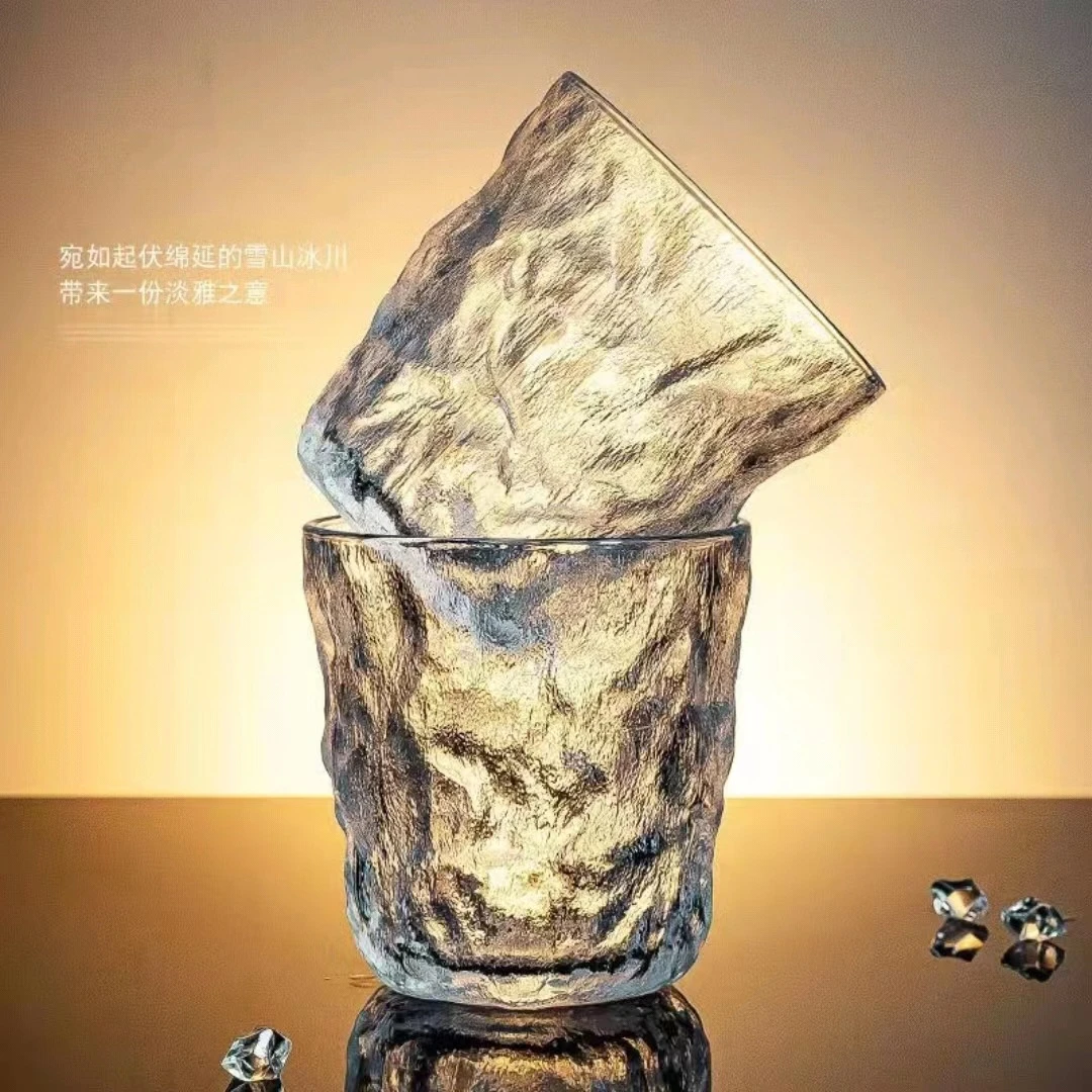 冰川杯高颜值玻璃杯网红啤酒杯树纹果汁杯喝水杯子家用礼品水杯