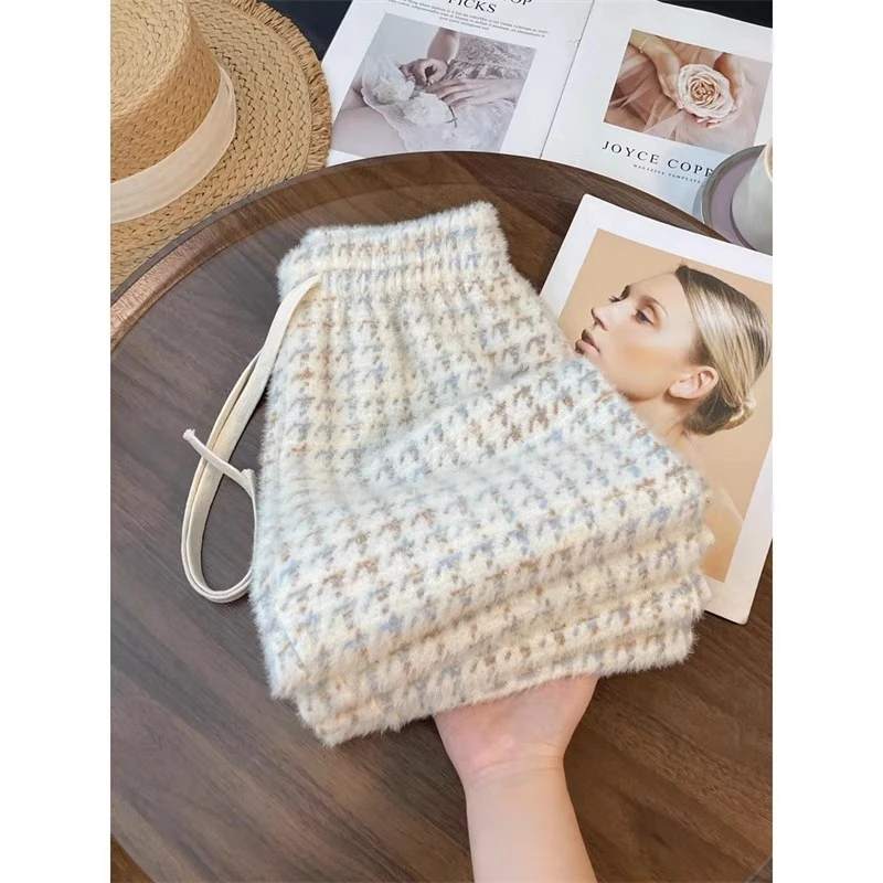 气质小香风加厚裤子女秋冬2024新款慵懒高级设计感垂感直筒阔腿裤