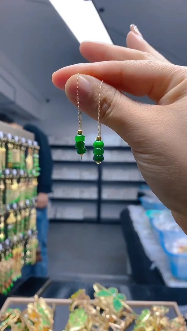 【闪购商品】翡翠耳饰合金0395翡翠耳线