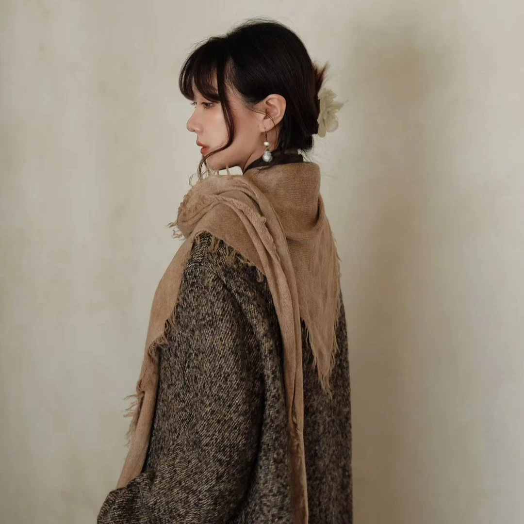 NatureDye 【美侖美奂】ES353626植物染三角羊毛披肩围巾