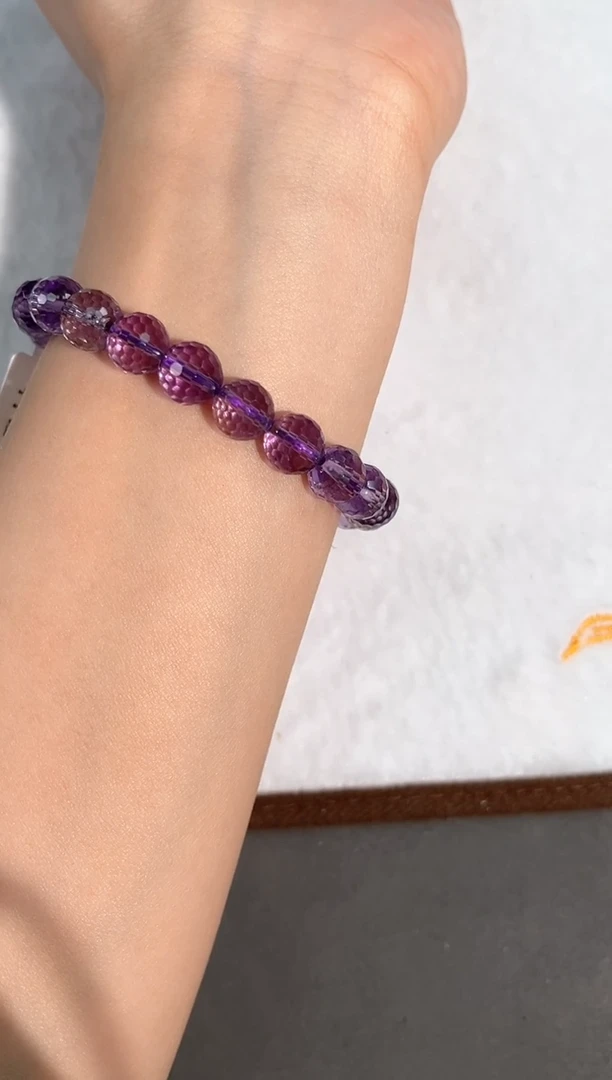 水晶手链未镶嵌114号巴西紫水切面单圈9mm