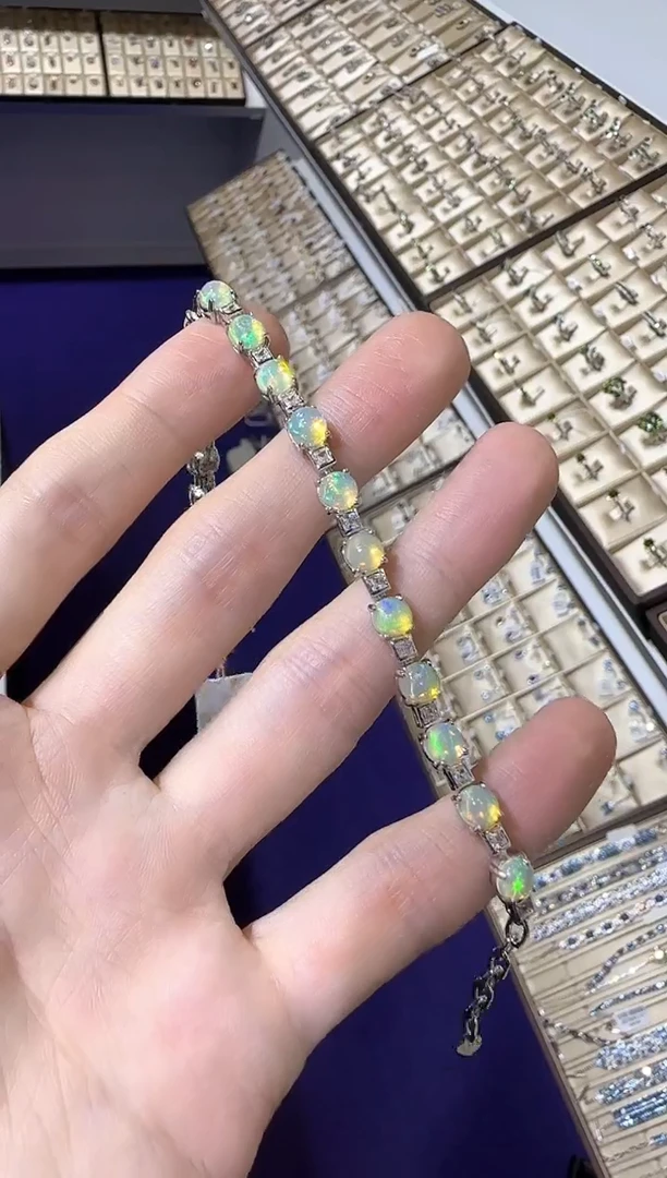 【闪购商品】欧泊珠宝奇石银S925镶嵌6mm手链