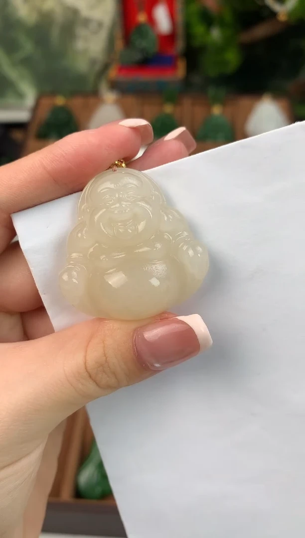 颈饰足银镶嵌和田玉吊坠35mm